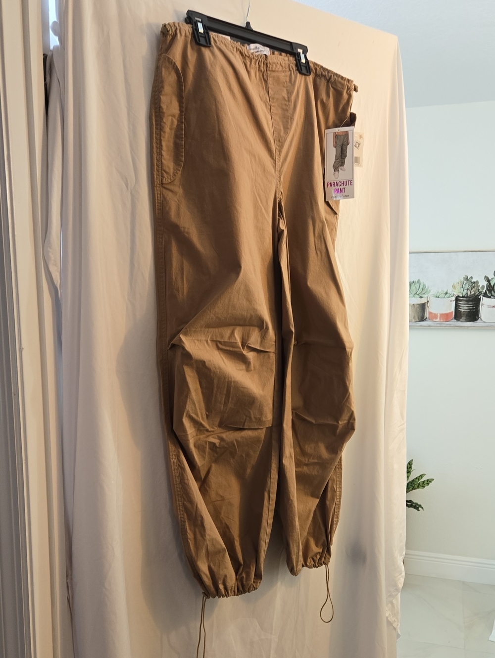 Vanilla Star Men's Cargo Parachute Pants - Brown